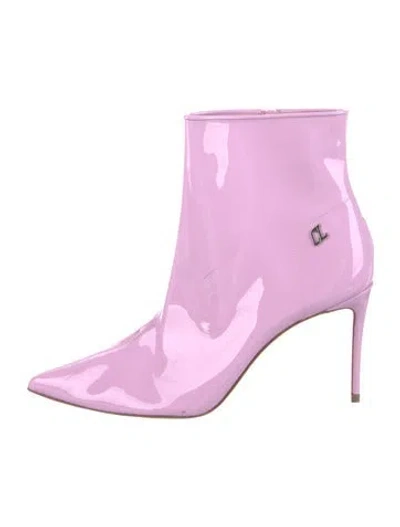 Pre-owned Christian Louboutin Patent Leather Boots In Pink