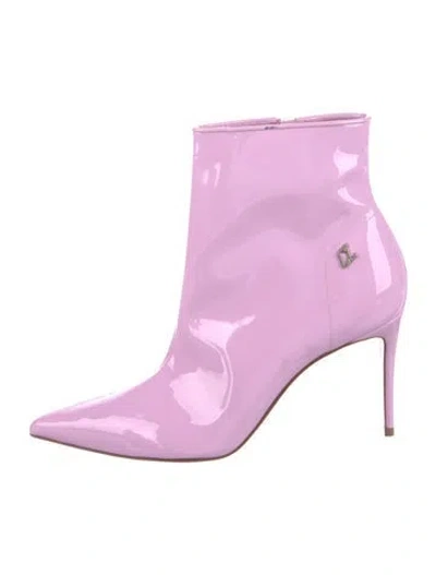 Pre-owned Christian Louboutin Patent Leather Boots In Pink