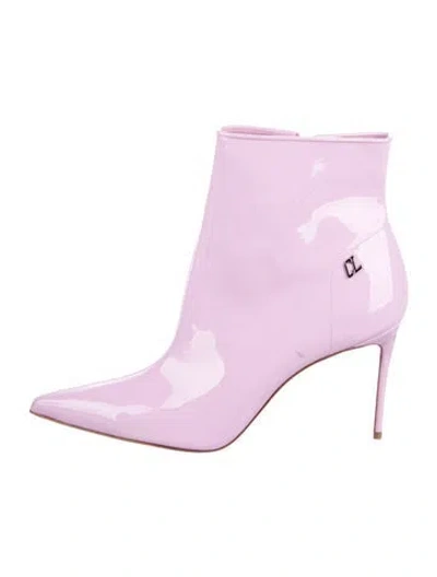 Pre-owned Christian Louboutin Patent Leather Boots In Pink