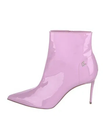 Pre-owned Christian Louboutin Patent Leather Boots In Pink