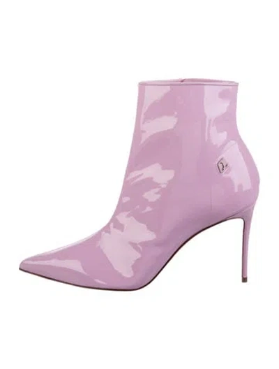 Pre-owned Christian Louboutin Patent Leather Boots In Pink