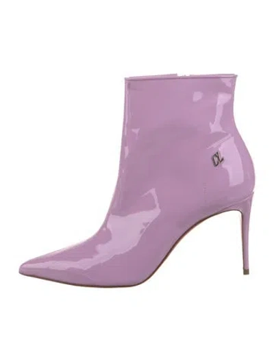 Pre-owned Christian Louboutin Patent Leather Boots In Purple