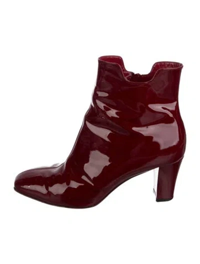 Pre-owned Christian Louboutin Patent Leather Boots In Red
