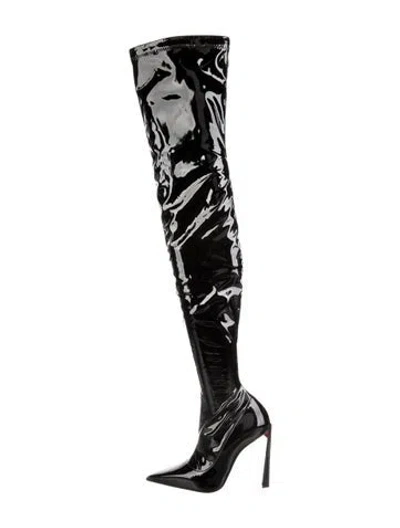 Pre-owned Christian Louboutin Patent Leather Boots W/ Tags In Black
