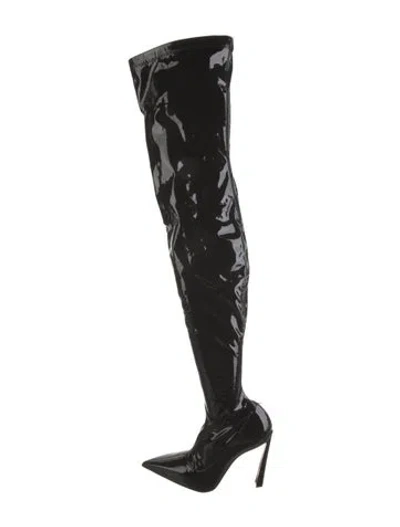 Pre-owned Christian Louboutin Patent Leather Boots W/ Tags In Black