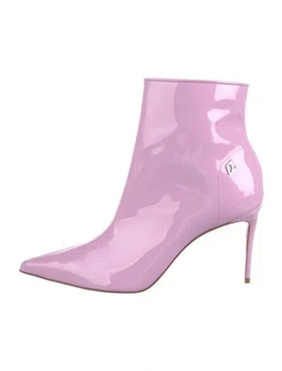 Pre-owned Christian Louboutin Patent Leather Boots W/ Tags In Purple