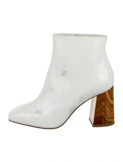 Pre-owned Christian Louboutin Patent Leather Boots In White
