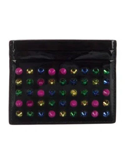 Pre-owned Christian Louboutin Patent Leather Card Holder In Black