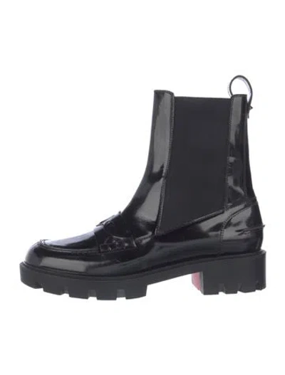 Pre-owned Christian Louboutin Patent Leather Chelsea Boots In Black