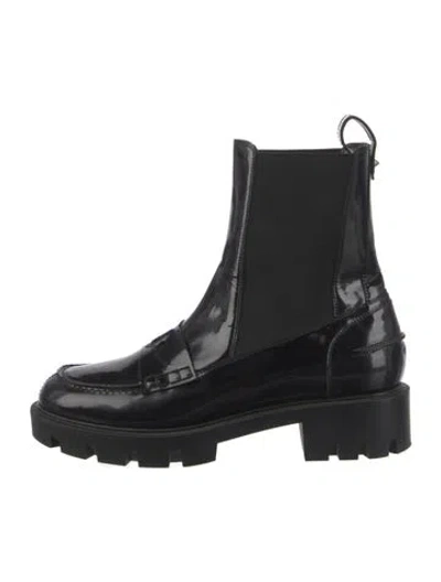 Pre-owned Christian Louboutin Patent Leather Chelsea Boots In Black
