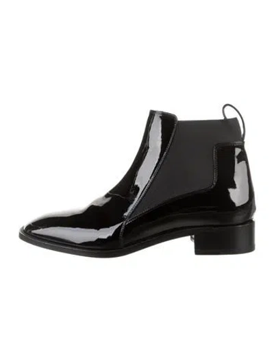 Pre-owned Christian Louboutin Patent Leather Chelsea Boots In Black