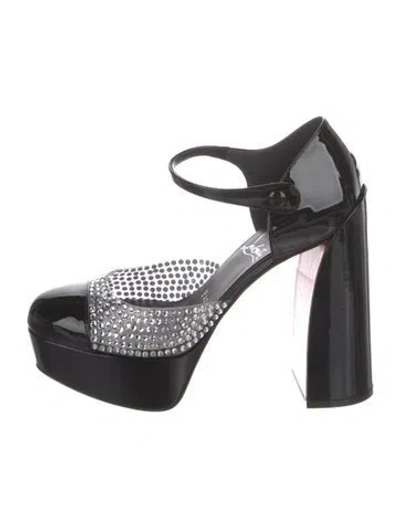 Pre-owned Christian Louboutin Patent Leather Crystal Embellishments D'orsay Pumps In Black