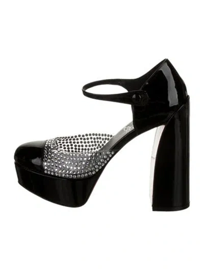 Pre-owned Christian Louboutin Patent Leather Crystal Embellishments D'orsay Pumps In Black