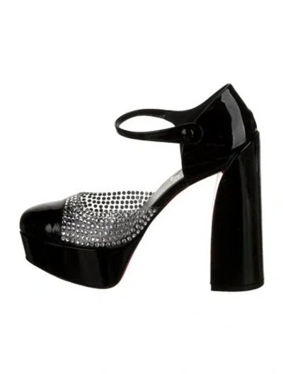 Pre-owned Christian Louboutin Patent Leather Crystal Embellishments D'orsay Pumps In Black