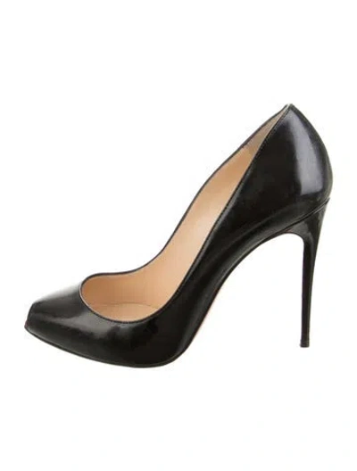 Pre-owned Christian Louboutin Patent Leather Crystal Embellishments Mules In Black
