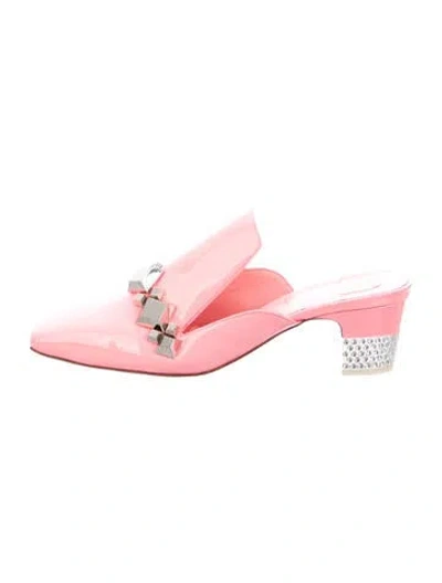 Pre-owned Christian Louboutin Patent Leather Crystal Embellishments Mules In Pink
