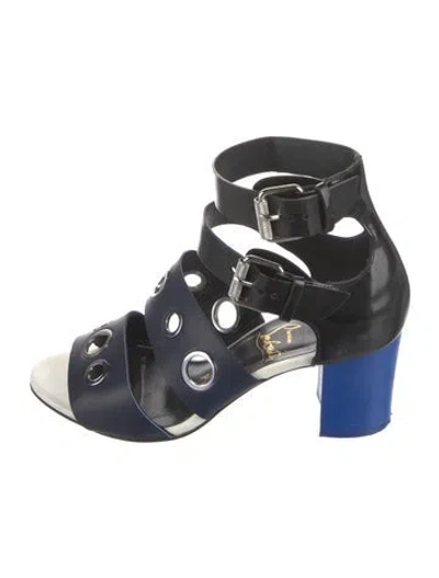 Pre-owned Christian Louboutin Patent Leather Cutout Accent Gladiator Sandals In Black