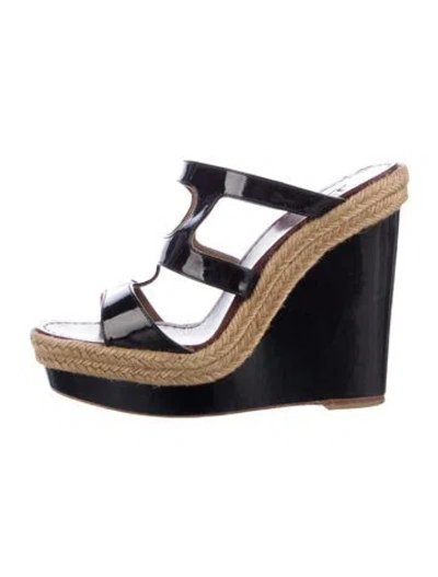 Pre-owned Christian Louboutin Patent Leather Espadrilles In Black