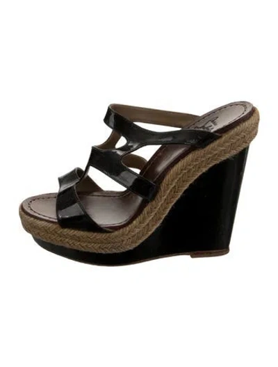 Pre-owned Christian Louboutin Patent Leather Espadrilles In Black