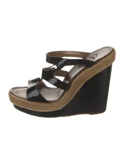 Pre-owned Christian Louboutin Patent Leather Espadrilles In Black