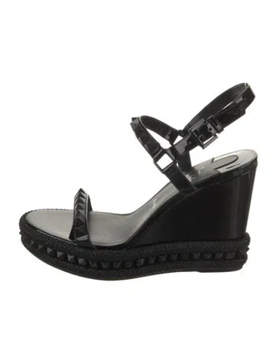 Pre-owned Christian Louboutin Patent Leather Espadrilles In Black