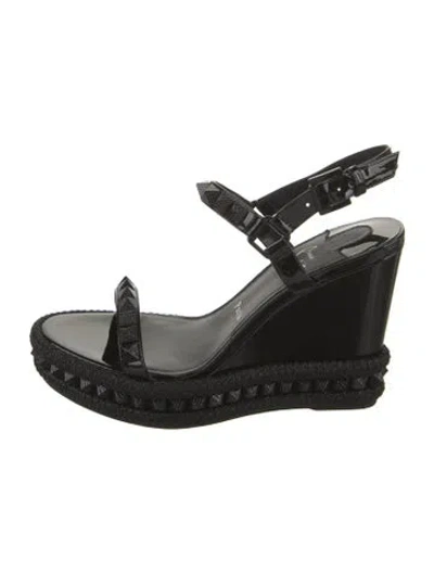 Pre-owned Christian Louboutin Patent Leather Espadrilles In Black