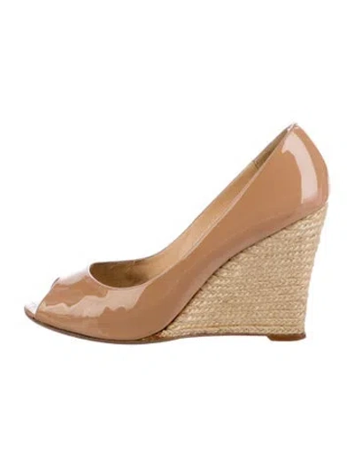 Pre-owned Christian Louboutin Patent Leather Espadrilles In Neutral