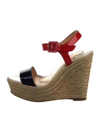 Pre-owned Christian Louboutin Patent Leather Espadrilles In Neutral