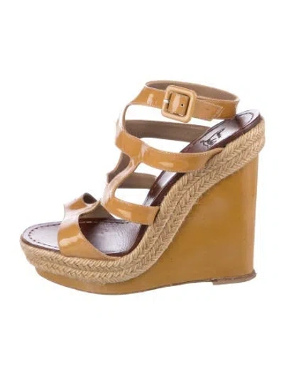 Pre-owned Christian Louboutin Patent Leather Espadrilles In Neutrals