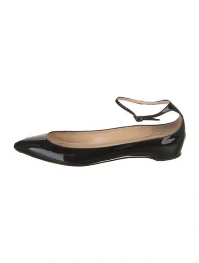 Pre-owned Christian Louboutin Patent Leather Flats In Black