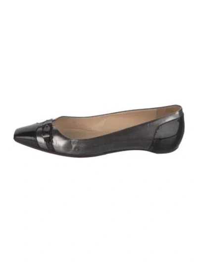 Pre-owned Christian Louboutin Patent Leather Flats In Black