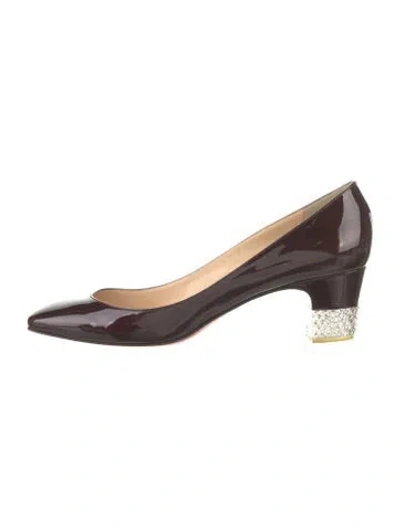 Pre-owned Christian Louboutin Patent Leather Flats In Brown
