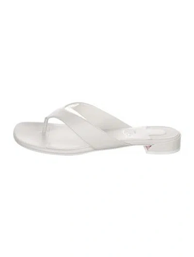 Pre-owned Christian Louboutin Patent Leather Flip Flops In White