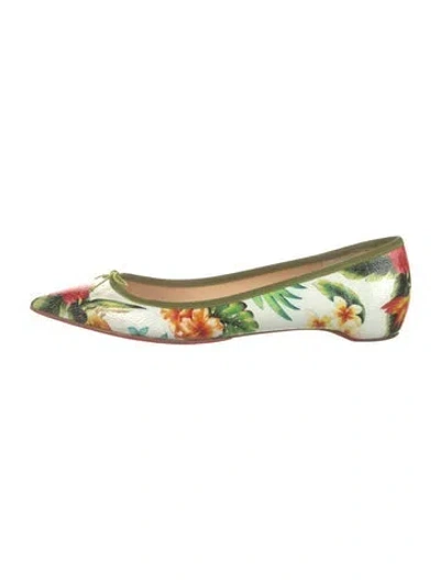 Pre-owned Christian Louboutin Patent Leather Floral Print Ballet Flats In Multi