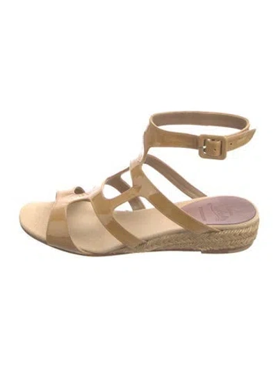 Pre-owned Christian Louboutin Patent Leather Gladiator Sandals In Brown