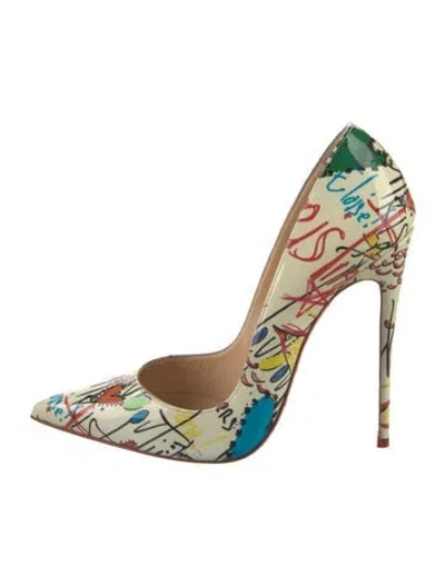 Pre-owned Christian Louboutin Patent Leather Graphic Print Pumps