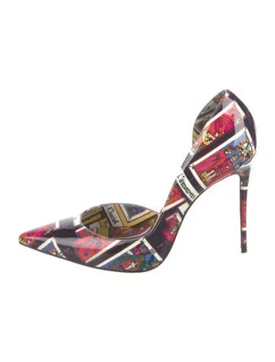 Pre-owned Christian Louboutin Patent Leather Graphic Print Pumps In Black/red