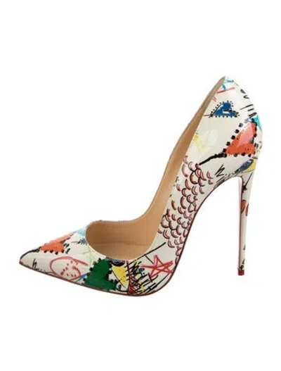 Pre-owned Christian Louboutin Patent Leather Graphic Print Pumps In Multicolor