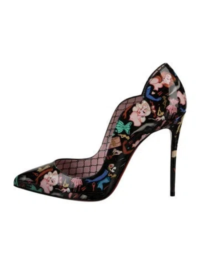 Pre-owned Christian Louboutin Patent Leather Graphic Print Pumps In Multicolor