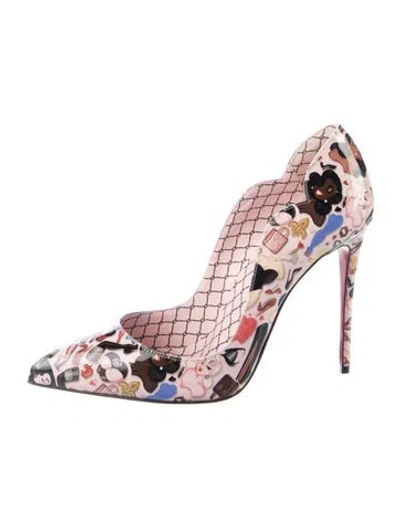 Pre-owned Christian Louboutin Patent Leather Graphic Print Pumps In Pink