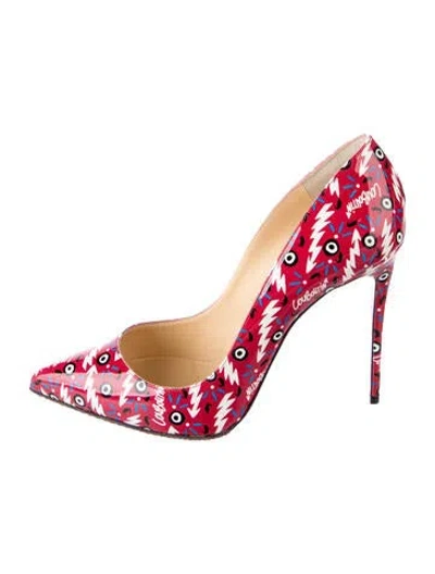 Pre-owned Christian Louboutin Patent Leather Graphic Print Pumps In Pink