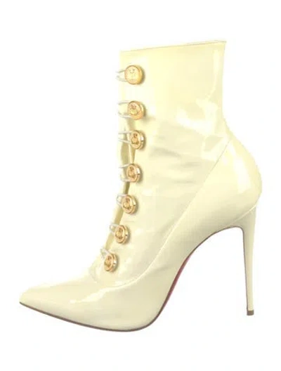 Pre-owned Christian Louboutin Patent Leather Lace-up Boots In Neutral