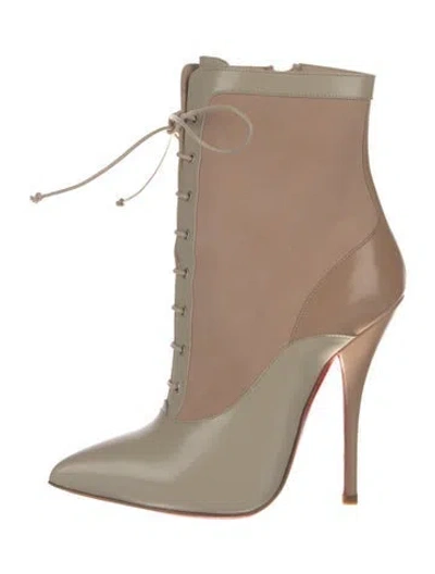 Pre-owned Christian Louboutin Patent Leather Lace-up Boots In Neutral