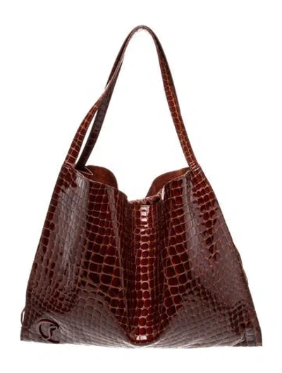 Pre-owned Christian Louboutin Patent Leather Le 54 In Brown