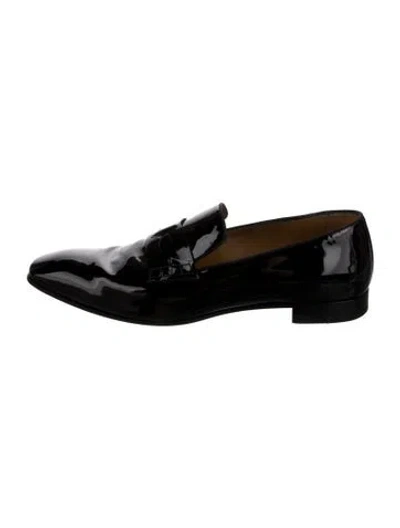 Pre-owned Christian Louboutin Patent Leather Loafers In Black