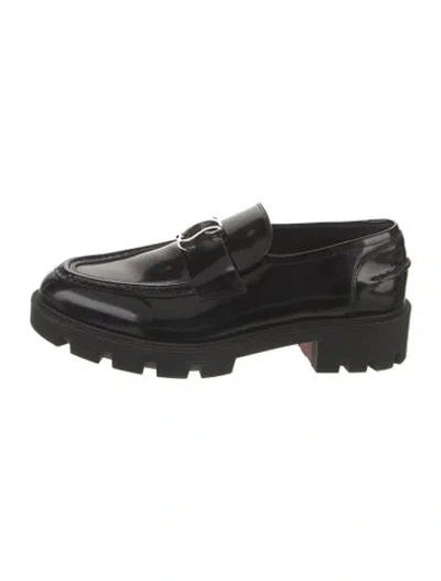 Pre-owned Christian Louboutin Patent Leather Loafers In Black