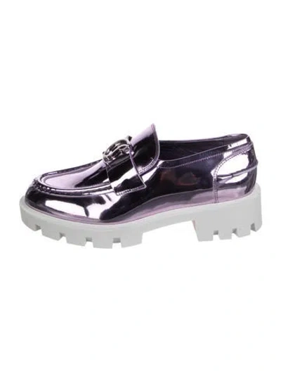 Pre-owned Christian Louboutin Patent Leather Loafers In Purple