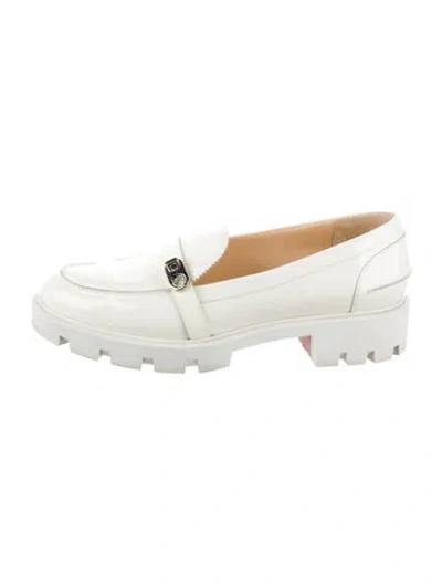 Pre-owned Christian Louboutin Patent Leather Loafers In White