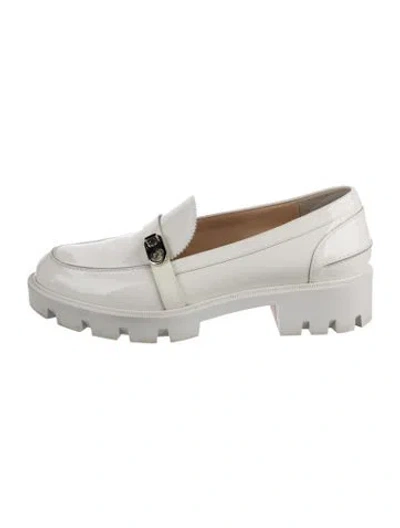 Pre-owned Christian Louboutin Patent Leather Loafers In White