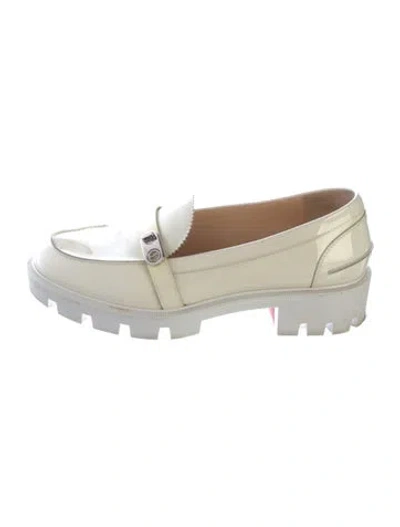 Pre-owned Christian Louboutin Patent Leather Loafers In White